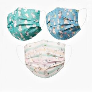 NIB Adult Kitten Animal Face Mask Colorful Design 45‎ Pack Disposable